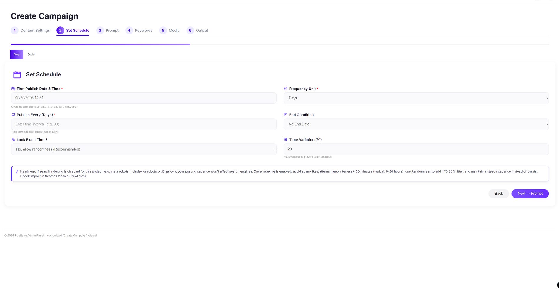Step 2 — Set Schedule
